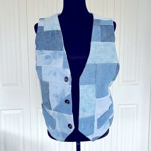 Vintage Denim Patchwork, Lined, Boho Vest Made With Jeans from the 70’s and 80’s